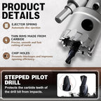 Metal Hole Saw 1-1/8"(28mm) 2Pcs Set Heavy Duty Tungsten Carbide Tipped Hole Cutters Set with a nitrided Step Drill and L-flench, for Steel Iron,Aluminum,Stainless stell,Plastic - size: 1-1/8"(28mm)-2PCS