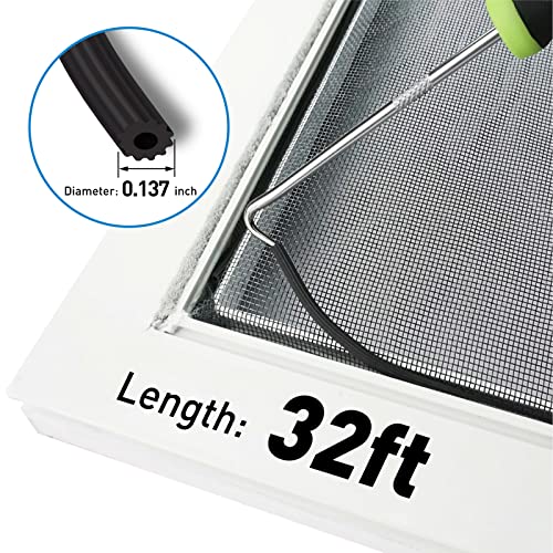 Window Screen Replacement Kit Durable 48" x 99" Polyester Mesh with Tool - color: Black, size: 48" x 99"