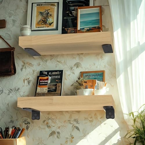 Eurydice Heavy Duty Floating Shelf Brackets, 1/4 in Thick 4 in 6Pack Black - color: Black 6 PACK-1/4 IN Thick, size: 4 Inch