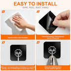 DDMY 100 Pack Adhesive Wall Hooks 50LB Heavy Duty Black Sticky Hook - color: Black, size: 100 Pieces