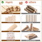 Hapric 250 Pcs 8 Sizes Wooden Dowel Pins Hardware Pins with Box