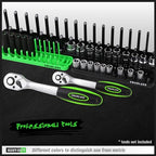 SWANLAKE Socket Organizer Tray, 6-Piece Socket Holder Tray, SAE and Metric, 1/4", 3/8", and 1/2" Drive Sockets Organizer for Toolboxes - style: 6PCS Long