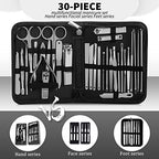 Manicure Set Professional Set Nail Clippers Pedicure Kit-30 Pieces Stainless Steel Manicure Kit, Grooming Kit Nail Care Tools with Luxurious Travel Case Silver - color: 30 in 1 Silver