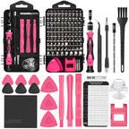 Screwdriver Phillips,Torx,Pentalobe,Triangle Triwing,Flat Head,Star,Eyeglasses Repair Kit Pink tool box with Spudger for iPhone/Xbox/PS4 Switch Controller, Ring Doorbell,Mac - color: Pink
