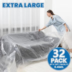 32 Pack Plastic Drop Cloth, 9 x 12 Feet Plastic Sheeting - color: 32p