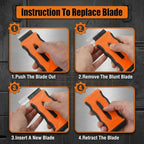 Mister Rui 2 Pack Razor Scraper, 20 Blades, Retractable, Multi-Surface - color: 2 Retractable Orange