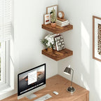 Vivelove 12x12 Deep Floating Shelves, Rustic Brown, Set of 2 - color: Rustic Brown, size: 12”wx12”dx1.5”h