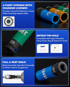 OMT 1/2" Drive Lug Nut Socket Set, Metric And SAE Wheel Socket Set, 5pc - size: 17 19 21 mm & 13/16 7/8 inch, style: Standard
