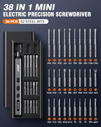 JOREST Mini Electric Screwdriver, Small Cordless Precision Screwdriver set with 38 Magnetic Bits, 5 Torque Settings, Repair Tool for iPhone, Laptop, Drone, Game Console, Camera; Gift for Father