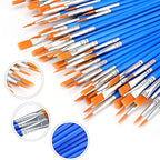 AROIC Paint Brushes Set,110 Pcs Flat & Fine Nylon Acrylic Brushes Bulk - color: Blue, size: 55 Flat + 55 Fine