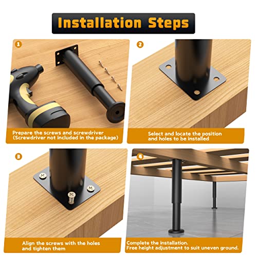 Wlrrcwdttc 8 Pcs Metal Adjustable Furniture Legs 3.15-4.72 inch, Adjustable Cabinet Legs for Sofa/Bed/Chair/Couch/Dresser/Table,Heavy Duty Bed Replacement Support Legs for Bed Frame/Bed Center Slat - size: 3.15-4.72 inch (8pcs)