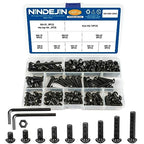 NINDEJIN M6 Button Head Socket Cap Bolts Screws, Metric M6 x 8/10/12/14/16/18/20/25/30mm Screws Bolts Nuts Assortment Kit, 146Pcs Allen Hex Drive, Black Oxide, 10.9 Carbon Steel, Fully Threaded - size: 146PCS M6 8mm-30mm