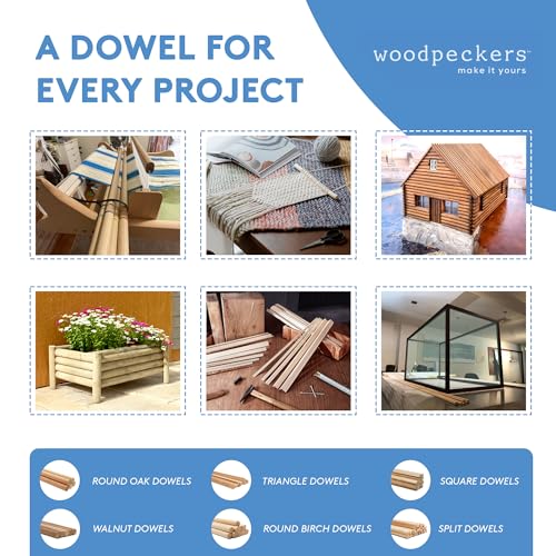 Dowel Rods Wood Sticks Wooden Dowel Rods - 1/2 x 48 Inch Unfinished Hardwood Sticks - for Crafts and DIYers - 25 Pieces by Woodpeckers - size: 1/2" x 48" Dowels