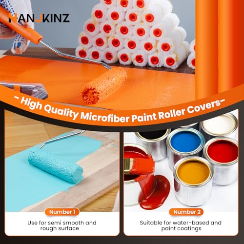 24 Pack Microfiber Paint Roller 4 Inch, 3/8 Inch Nap - size: 4 Inch,24 Pack