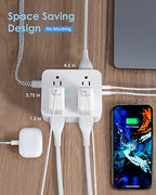 HANYCONY 6Ft Surge Protector Power Strip USB C, 1080J, 8 Outlet Extender - color: White, size: 6ft