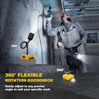 LED Rechargeable Work Light Compatible with Dewalt 20V Battery - 30W 9000LM - color: Black