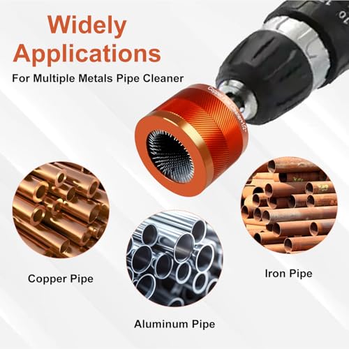 1" Metal Copper Pipe Cleaner Set with 1/4 Hex Shank, Replaceable Brush, Each Set Additional 3Pcs Replaceable Blades for Cleaning Rust, Stains, Paint on Copper Pipes and Various Metal Pipes - size: 1"