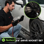 Reniteco 56-Piece 3/8" Drive Socket Set, SAE 5/16"-3/4", Metric 8-22mm, Cr-V - size: 3/8"-56 PCS