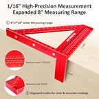 8 inch 3D Multi-Angle Measuring Square Ruler, WT103B High Precision Hole Scribing Woodworking Tools, 0-90° Aluminum Alloy Carpenter Square Wood Working Tools, Carpenter Pencils 6 Refills. - color: 8 inch Square+Pencil, style: Imperial