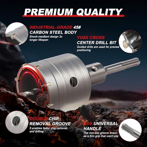 Professional 1-3/8" (35mm) Concrete Hole Saw 110mm SDS Plus & Dust Bag - size: 1-3/8" (35mm)