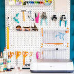 2 Pcs Metal Pegboard Wall Panels - 23.6” x 15.7” Pegboard Wall Organizer System for Walls, Small Peg Board Tool Storage, White Pegboard for Garage, Craft Room, Workbench, Kitchen, Office