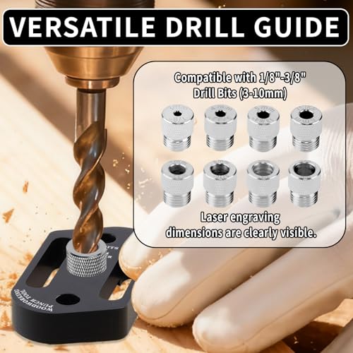 Dowel Jig Kit,8 Size Drill Bushings Compatible with 1/8" to 3/8" Drill Bits
