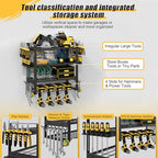 4-Tier Power Tool Organizer Wall Mount, 200LBS Capacity, 4 Drill Holders - size: 16.5" Width 4-Tier