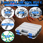 Small Parts Organizer 2Pack Storage Case Tools Box 34-Compartments - color: Blue