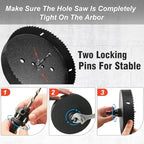 11 Inch Hole Saw with 1/2" Triangle Shank Quick Change Arbor, JTemgle Bi-Metal Hole Saw Heavy Duty Hole Cutting Tool for Cornhole Boards, Recessed Lights, Wood, Plastic, Drywall & Soft Metal - size: 11"