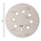 5-Inch 8-Hole Hook and Loop Sanding Discs, Orbital Sander Sandpaper Discs, 100 Pieces Round Sandpaper Set, 80 Grit - size: 80-Grit