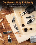 34Pcs Woodworking Drill Bit Set, Countersink Bits, Plug Cutters, Drill Stop