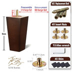 SHANJUE 5 Inch Couch Legs Wood Square Sofa Legs Replacement for Chair, 4PC - size: 5 inches