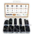 1100Pcs 9 Sizes Black Flat Washers for Screws & Bolts