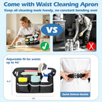 Rolling Cleaning Caddy Bag with Wheels, Large Cleaning Supplies Organizer Backpack with Detachable Trolley and Cleaning Apron for Housekeepers, Home, Hotel & Car Detailing - color: A02-blue