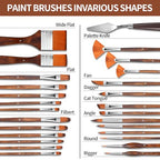GETHPEN 29pcs Paint Brush Set, Acrylic Paint Brushes, Oil, Watercolor - style: Assorted Shapes