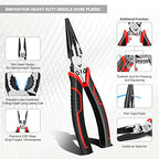 HAUTMEC 3PCS High Leverage Multi Plier Tool Set Include 8" Needle Nose Pliers Set, 8" Linesman Pliers, 6" Diagonal Cutting Plier, HT0270 - color: 3 Pcs Plier Set