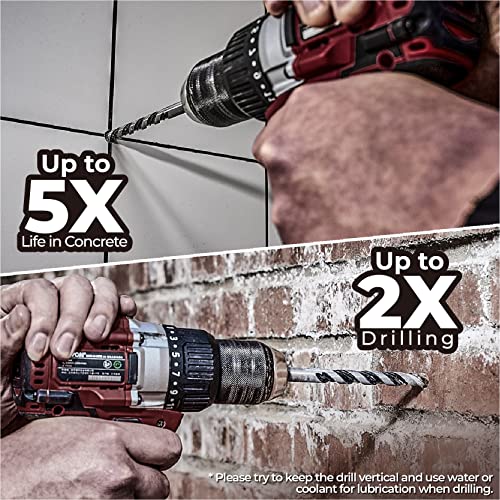 amoolo 5/16" Concrete Drill Bit & Masonry Drill Bit Set(2PCS), Carbide Tip Drill Bit Set for Tile, Brick, Cement, Concrete, Glass, Plastic, Cinder Block, Wood etc - size: 5/16"(2pcs)