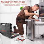 Sundpey 148 Pcs Portable Basic Hand Repair Home Tool Kit Set with Case Red - color: Red