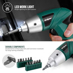 Hi-Spec 3.6V USB Electric Screwdriver for Home Repairs and Assembly, Green - color: Green