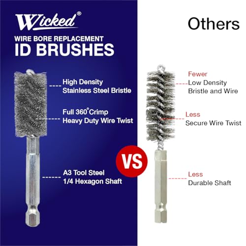 WICKED Professional ID Copper Tube Pipe Cleaner Replacement Brushes (1/2” & 3/4’’ & 1” (Multi-Pack)) - style: 1/2” & 3/4’’ & 1” (Multi-Pack)