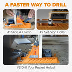 BORA Automatic Pocket Hole Jig Kit & 50 Screws Drill Guide for Woodworking - size: Automatic Jig