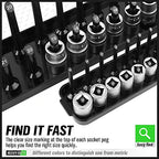 SWANLAKE Socket Organizer Tray, 6-Piece Socket Holder Tray, SAE and Metric, 1/4", 3/8", and 1/2" Drive Sockets Organizer for Toolboxes - style: 6PCS Long