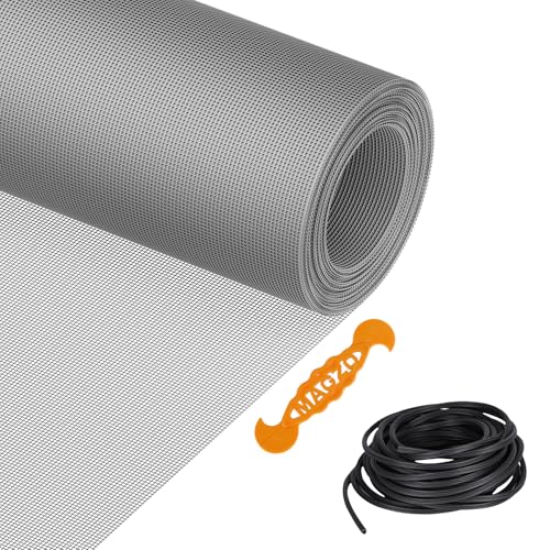 Window Screen Replacement Kit Durable 48" x 99" Polyester Mesh with Tool - color: Gray, size: 48" x 99"