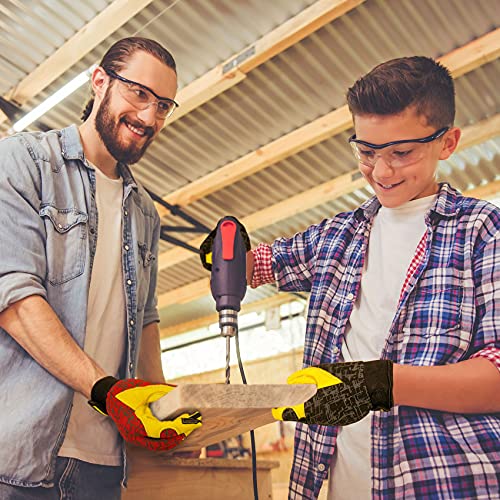 Kids Genuine Leather Work Gloves Age 2-12, Touchscreen, Reflective - color: Black, size: Large (10-12 Years Old)