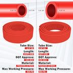 CheeMuii 76 Pcs Brass DOT Air Line Fittings with 1/4" & 3/8" DOT Air Hoses - size: 2ROLL-80PCS-RED