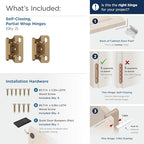 Amerock 1 Pair 1/4" Overlay Champagne Bronze Partial Wrap Cabinet Hinge - color: Champagne Bronze, size: 1/4 Inch (6 mm) Overlay