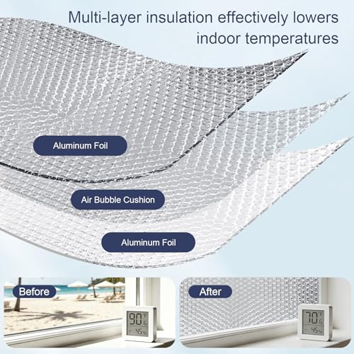 DGSL Double Reflective Bubble Foil Insulation Foam, 23.6IN X 20FT Window Insulation for Summer Heat Reflective Window Film for Window, Garage Door, RV, Roof - size: 23.6 in x 20 ft