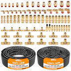 CheeMuii 76 Pcs Brass DOT Air Line Fittings with 1/4" & 3/8" DOT Air Hoses - size: 2ROLL-80PCS-BLACK