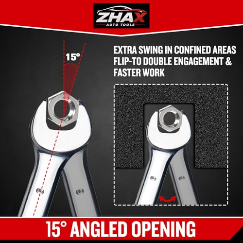 zhax 9mm Metric Combination Wrench, 12 Point Box End, 15 Degree Offset Design, Mirror Polish Finish, Forged CR-V Steel, Hand Tools for Mechanics, Ideal for Auto and Home Repair - size: 9mm