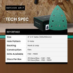 Serious Grit - 4" x 6" Delta P180 Grit Sanding Sheets - 50 Pack Box - size: 180 Grit